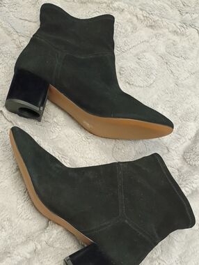Coach Black Suede Ankle Boots with Block Heel - Women